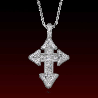 Bubble Buguette Cut Cross Pendant