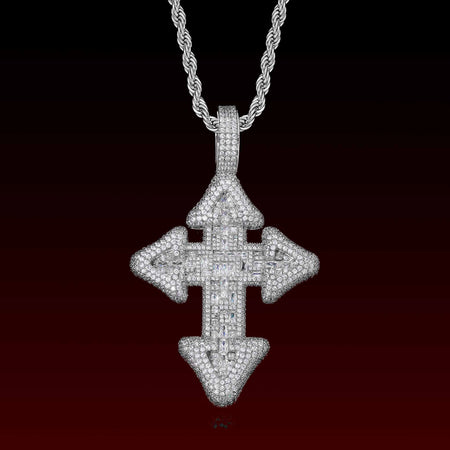 Bubble Buguette Cut Cross Pendant