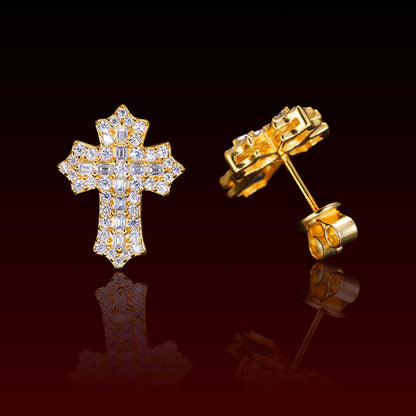 Crucifix Cluster Moissanite Stud Earrings