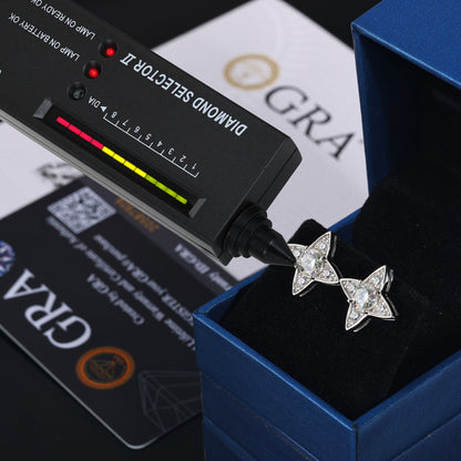 Four Pointed Star Moissanite Stud Earrings