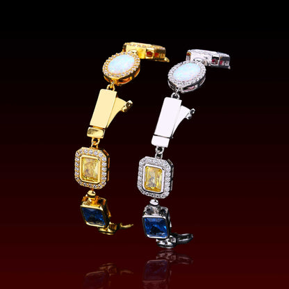 S925 Multi Color Gemstone Moissanite  Bracelet
