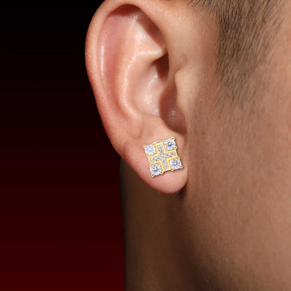 S925 Cross Sqaure Moissanite Stud Earrings