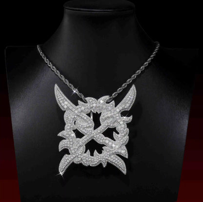 Crossed X Darts Iced Out Pendant