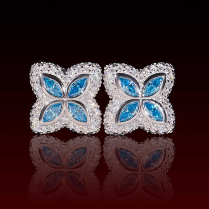 Marquise Cut Flower Moissanite Stud Earrings
