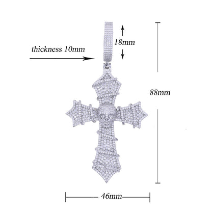 Skull Thorns Cross Pendant
