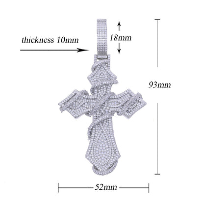 Thorns Cross Iced Out Pendant