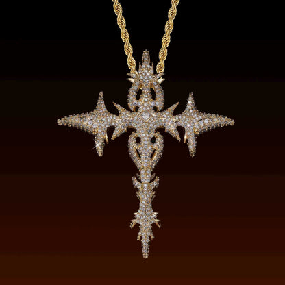 Mini Gothic Flame Cross Pendant