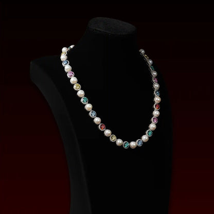 S925 Mix Color Pear Moissanite Tennis Chian