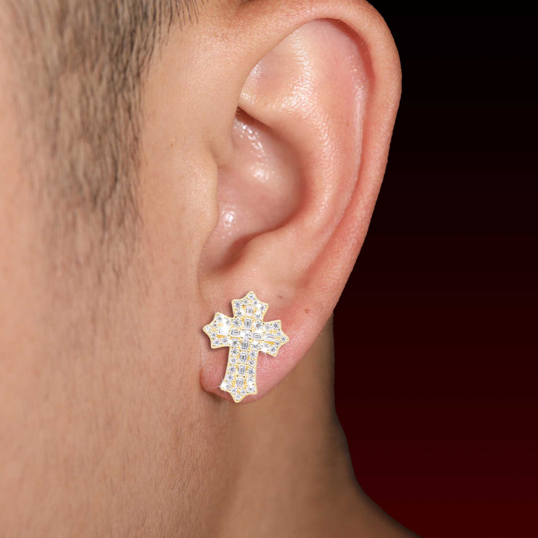 Crucifix Cluster Moissanite Stud Earrings