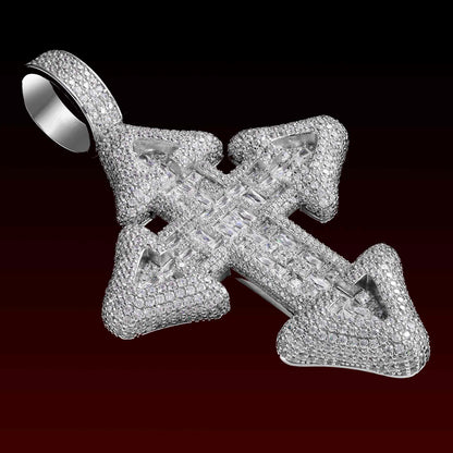 Bubble Buguette Cut Cross Pendant