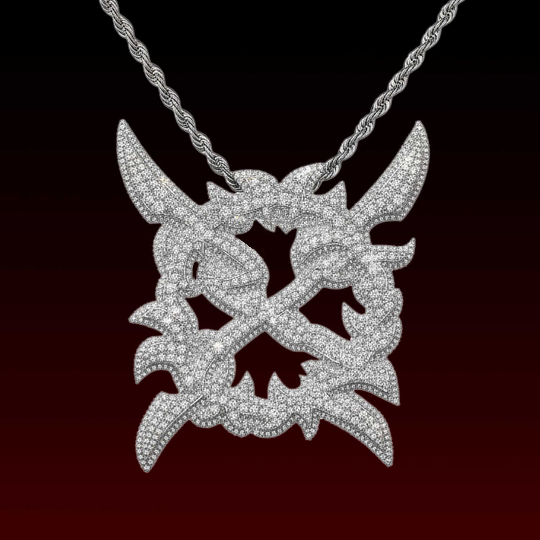 Crossed X Darts Iced Out Pendant