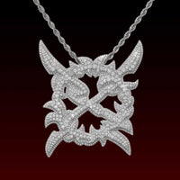 Crossed X Darts Iced Out Pendant
