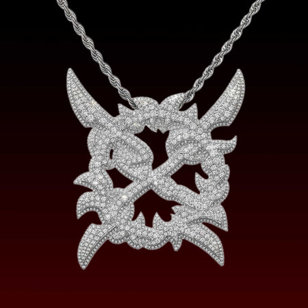 Crossed X Darts Iced Out Pendant