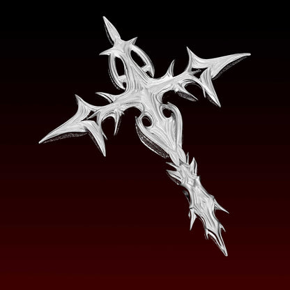 Gothic Flame Cross Pendant