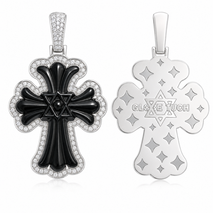 Black Jade Hexagram Cross Pendant