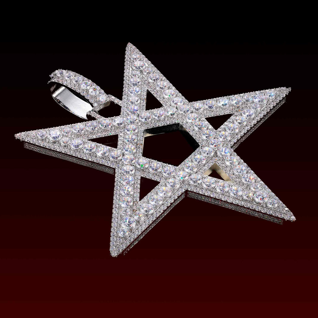 Upside Down Star Iced Out Pendant