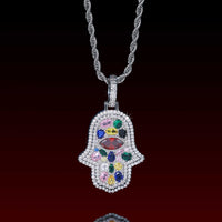 Muti Color Gem Hamsa Pendant