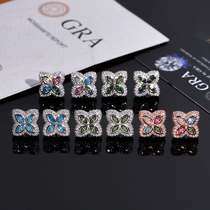 Marquise Cut Flower Moissanite Stud Earrings