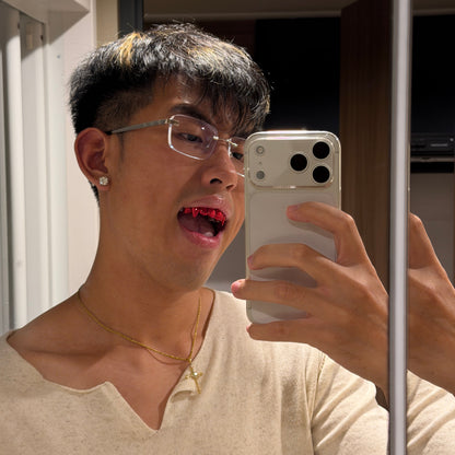 Red Color Vampire Polished Custom Grillz