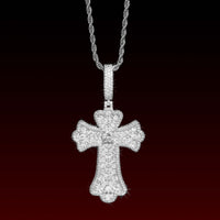 Oval Cut Cluster Cross Pendant