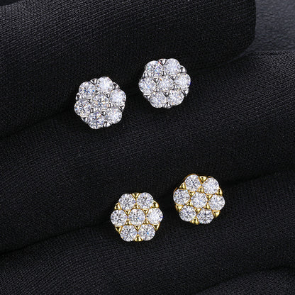 10MM Cluster Moissanite Stud Earrings