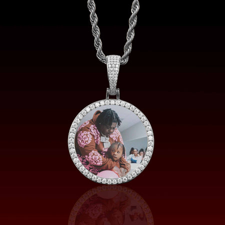36MM Round Photo Custom Moissanite Pendant