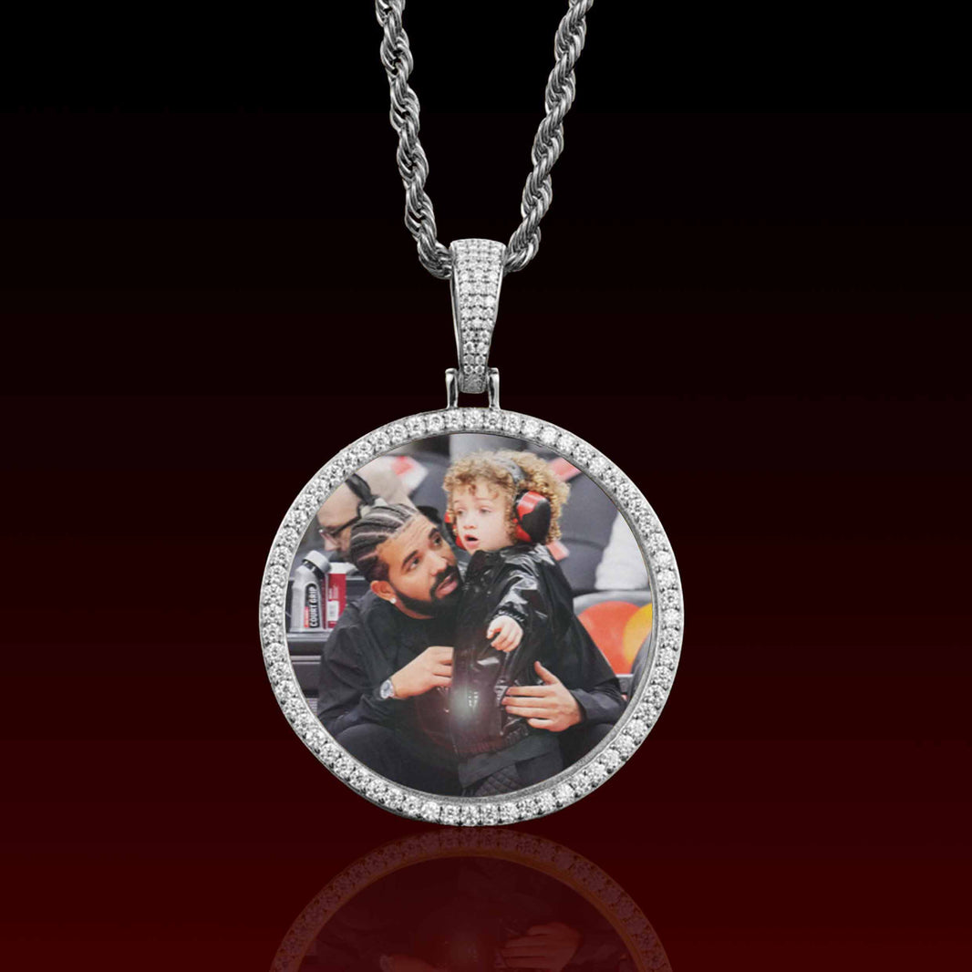 46MM Round Photo Custom Moissanite Pendant