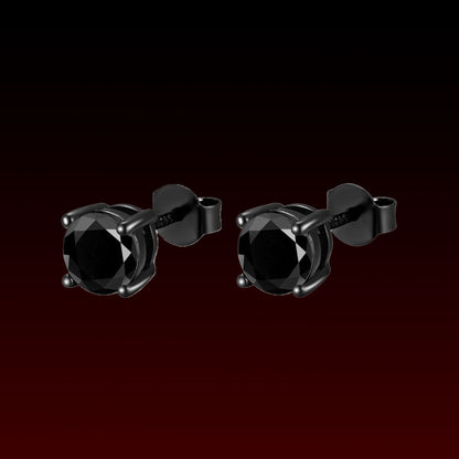 1CT Black Moissanite Stud Earrings