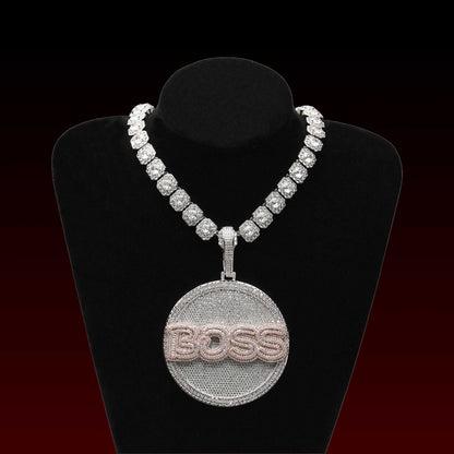 Baguette Cut Letter 3D Circle Custom Pendant