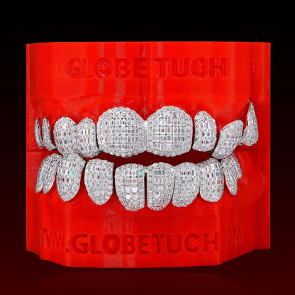 Baguette Cut Halo Custom Moissanite Grillz