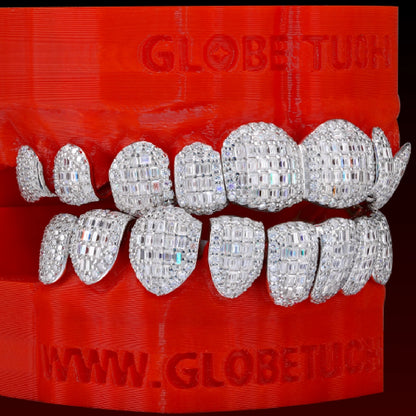 Baguette Cut Halo Custom Moissanite Grillz