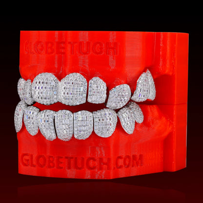 Baguette Cut Halo Custom Moissanite Grillz