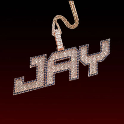 Baguette Cut Italics Custom Letter Pendant