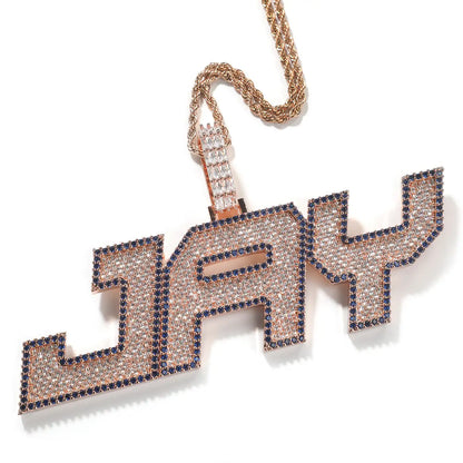 Baguette Cut Italics Custom Letter Pendant