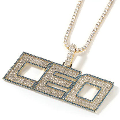 Baguette Cut Italics Custom Letter Pendant
