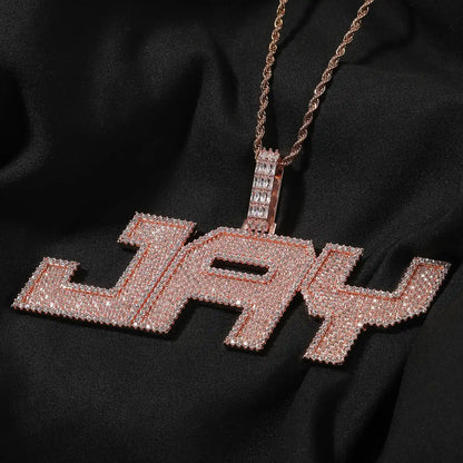 Baguette Cut Italics Custom Letter Pendant