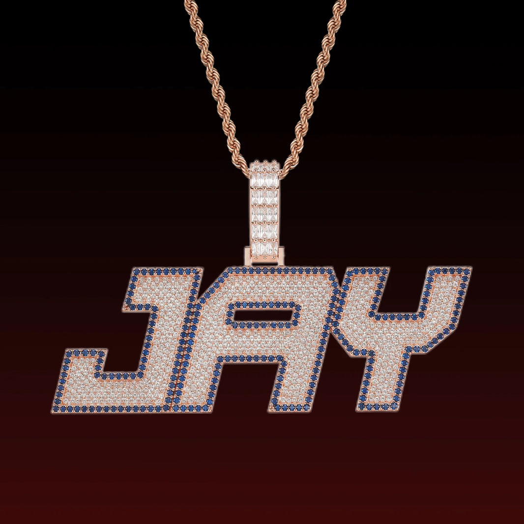Baguette Cut Italics Custom Letter Pendant