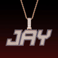 Baguette Cut Italics Custom Letter Pendant