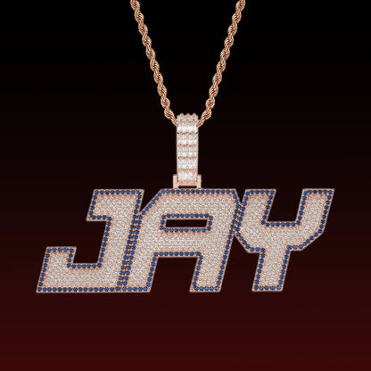 Baguette Cut Italics Custom Letter Pendant