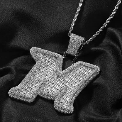Baguette Cut M Custom Letter Pendant