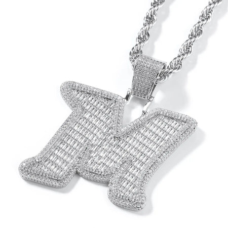 Baguette Cut M Custom Letter Pendant