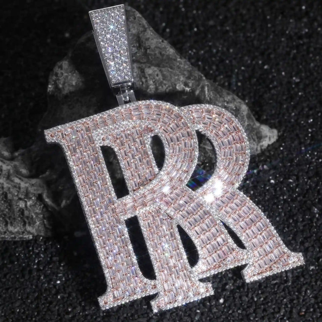 Baguette Cut RR Iced Out Pendant