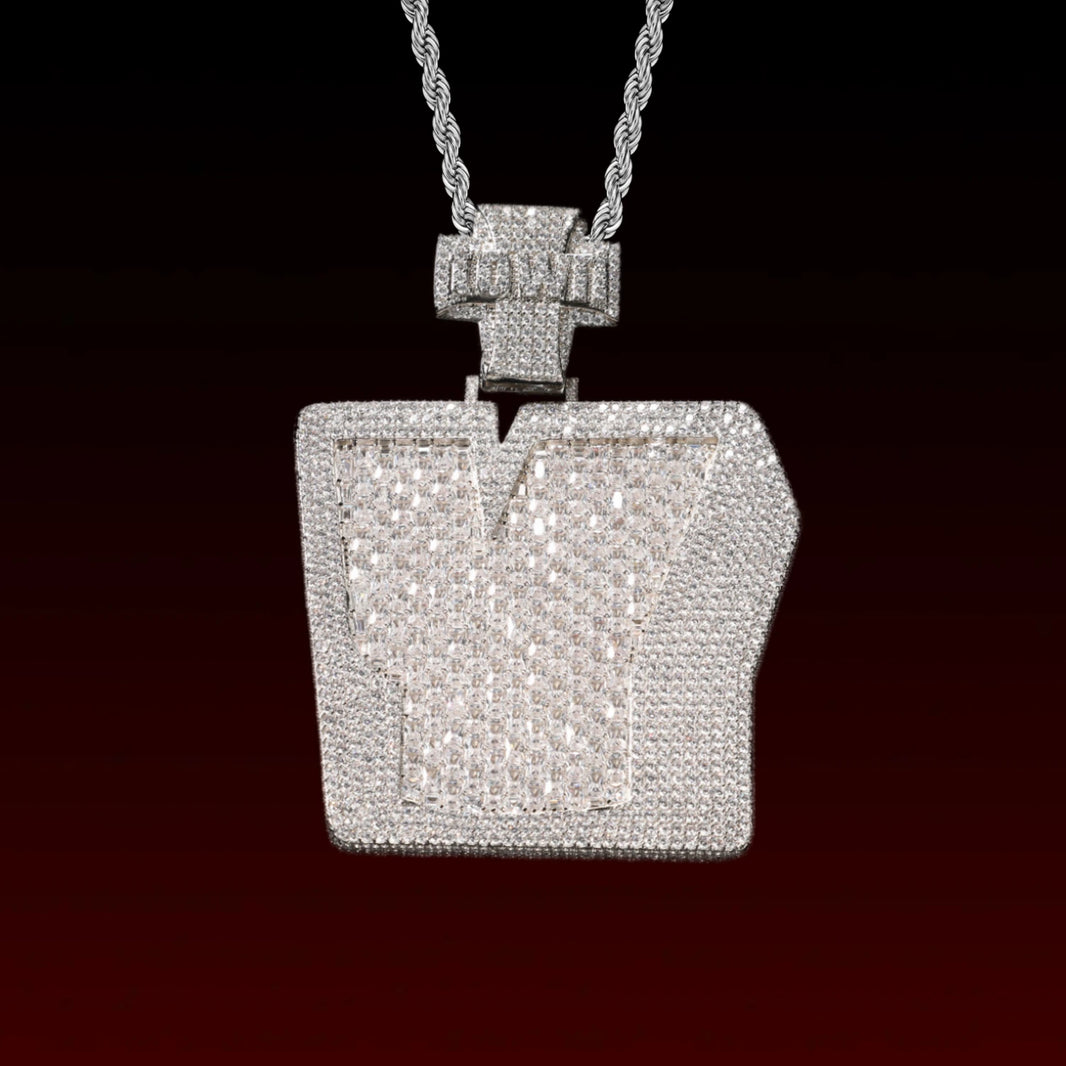 Baguette Cut V Custom Letter Pendant