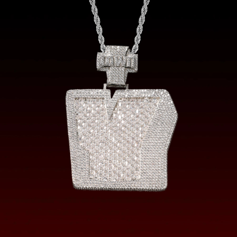 Baguette Cut V Custom Letter Pendant