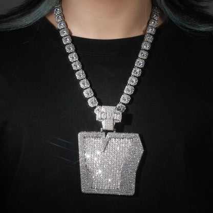 Baguette Cut V Custom Letter Pendant