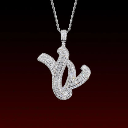 Baguette Cut YV Letter Pendant