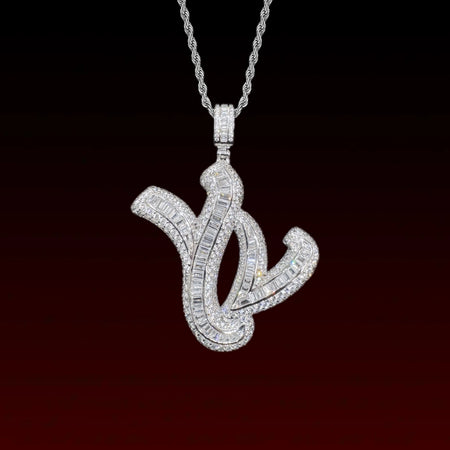 Baguette Cut YV Letter Pendant