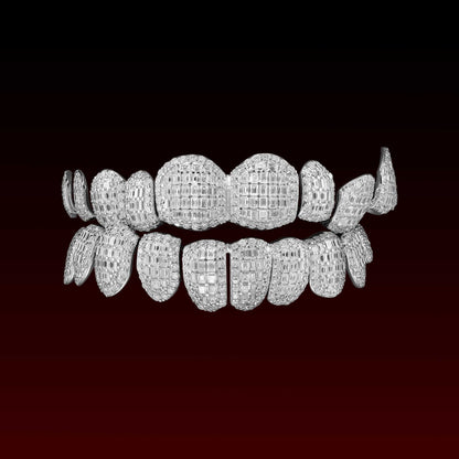 Baguette Cut Halo Custom Moissanite Grillz