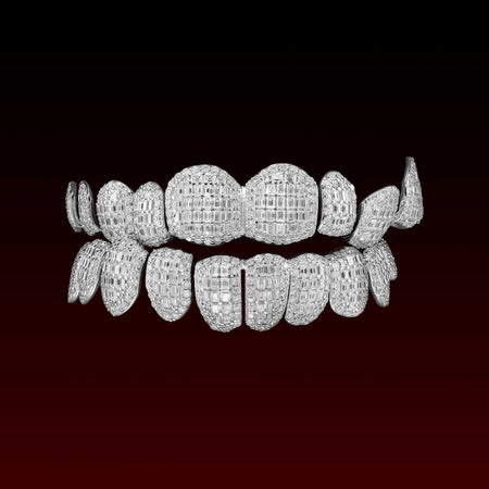Baguette Cut Halo Custom Moissanite Grillz