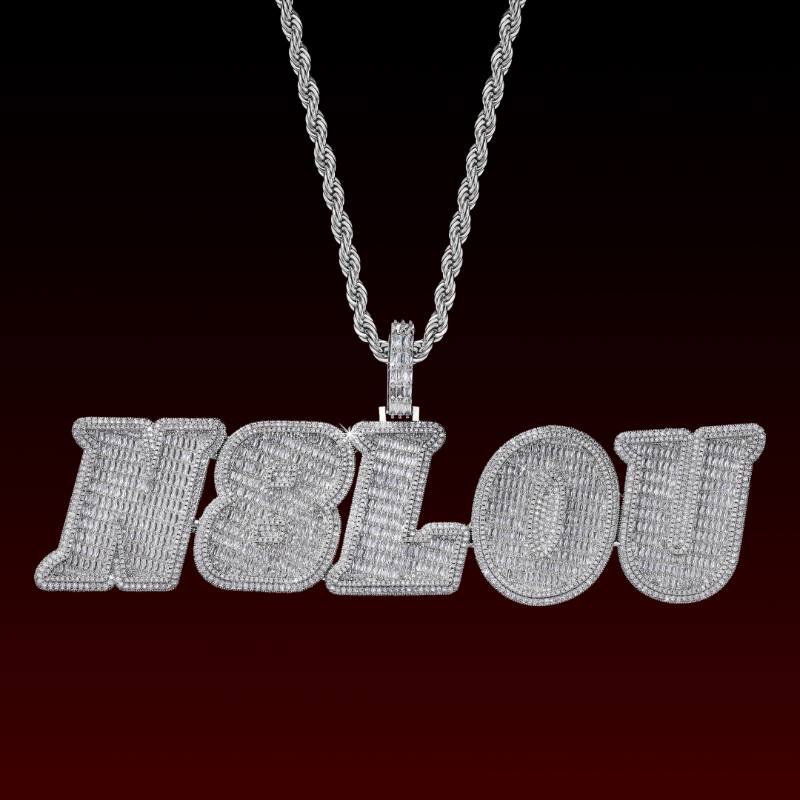 Big Baguette Italic Custom Letter Pendant